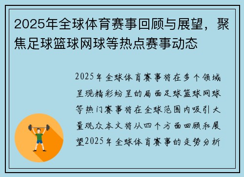 2025年全球体育赛事回顾与展望，聚焦足球篮球网球等热点赛事动态